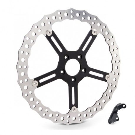 Arlen Ness, zestaw przedniego tarcza hamulcowa 15" Jagged Big Brake Rotor. Lewa strona 18-23 Softail z nieodwróconymi widełkam