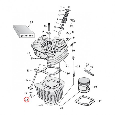 KPMI Kołek ustalający, pokrywa cylindra/skrzynia biegów: 84-99 (NU) EVO B.T. Pokrywa cylindra: 86-21 XL 08-12 XR1200. Skrzyni