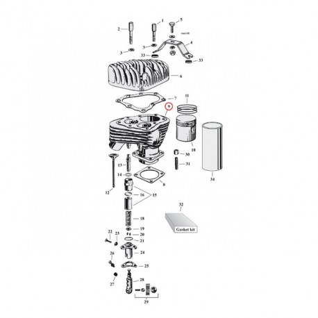 Zamienny zestaw cylindrów z płaską głowicą 45". Przód + tył. Czarny