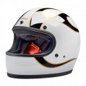Kask Biltwell Gringo błyszczący biało-czarny z płomieniami S.