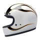 Kask Biltwell Gringo błyszczący biało-czarny z płomieniami S.