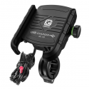 Uchwyt na telefon z ładowarką USB Qiuck Charge 3.0 (montowany do kierownicy lub na śrubę lusterka)