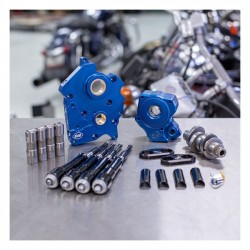 S&S, zestaw skrzyni rozrządu M8 - Napęd łańcuchowy, chłodzony olejem. Czarny PC 18-23 Softail 17-23 Touring (modele chłodz