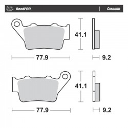 Klocki hamulcowe tył Moto-Master RoadPro. Ceramiczne 21-23 RA1250 Pan America 21-23 RA1250S Pan America Special.