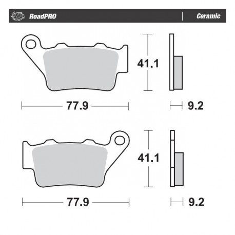Klocki hamulcowe tył Moto-Master RoadPro. Ceramiczne 21-23 RA1250 Pan America 21-23 RA1250S Pan America Special.
