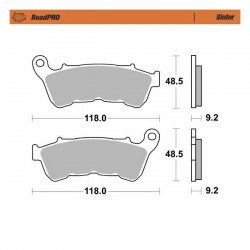 Klocki hamulcowe przednie Moto-Master RoadPro. Sinterowane Przednie: 14-22 XL.