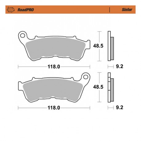 Klocki hamulcowe przednie Moto-Master RoadPro. Sinterowane Przednie: 14-22 XL.